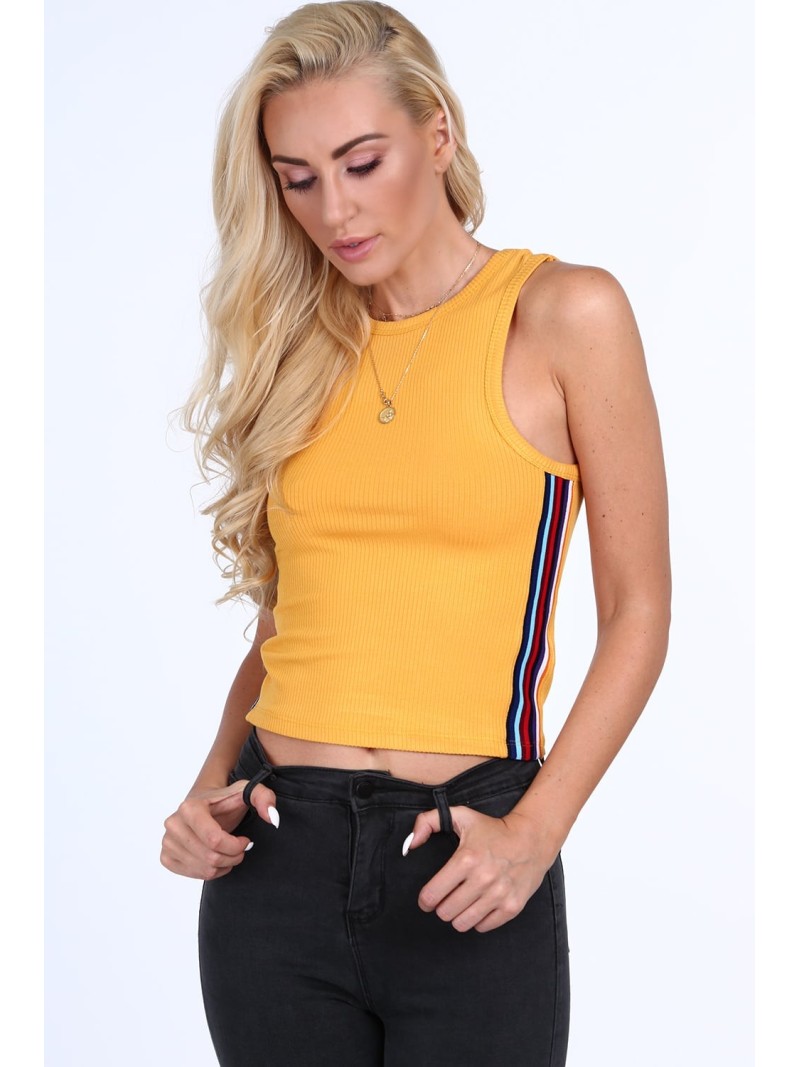 Mustard ribbed top with stripes 0300 - Online store - Boutique